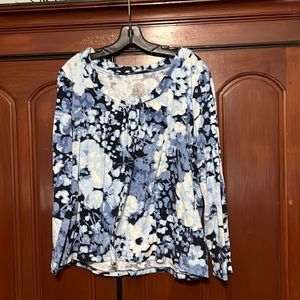 St John’s Bay Floral Pleated  Long Sleeve Shirt Size XL